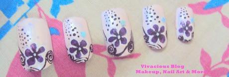 Purple Pink Flower Nail Art