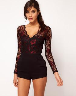 Louise Thompson Made In Chelsea Red Lace Playsuit