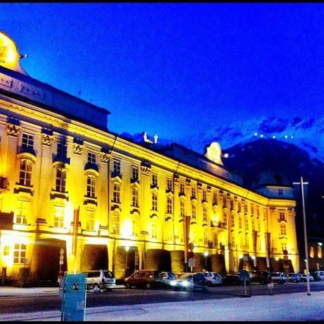 The castle in Innsbruck, Austria is especially romantic when light up at night.