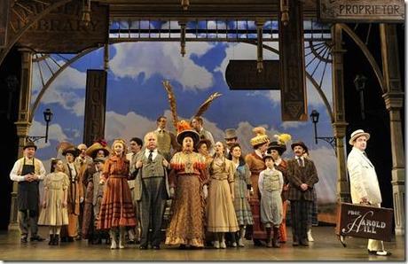 There’s trouble, right here in River City, when traveling salesman Harold Hill (Stef Tovar, right) arrives in Paramount Theatre’s production of The Music Man, directed by Rachel Rockwell.  (photo credit: Liz Lauren)