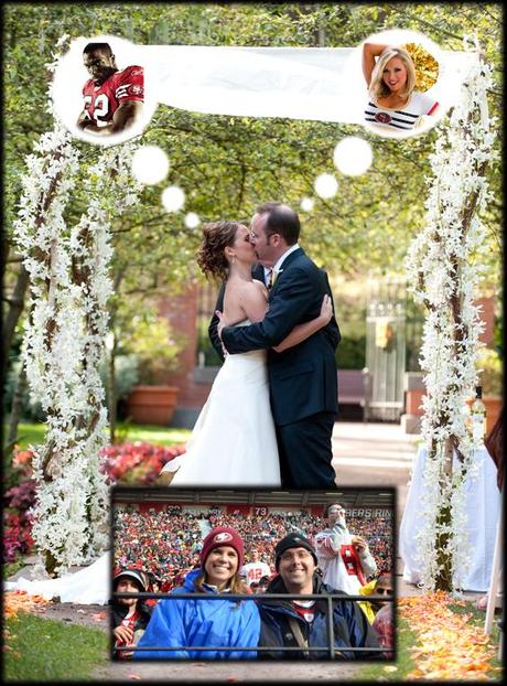 wedding photo couple 49ers fans