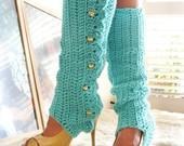 Leg Warmers with Stirrups - Aqua - Lots of Colors - mademoisellemermaid Leg Warmers with Stirrups - Aqua - Lots of Colors - mademoisellemermaid