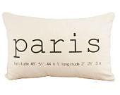 Paris Coordinates OR Custom Coordinates - Hemp Cushion Cover - 12x18 - sarahsmiledesign
