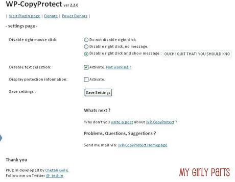 WP-CopyProtect ‹ My Girly Parts — WordPress