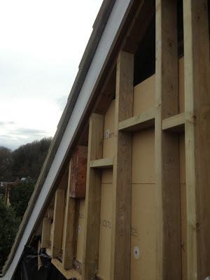 woodfibre insulation boards under studwork for gable cladding