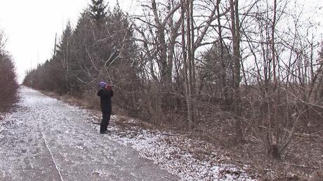 Jean shoots barred owl, Thickson's Woods - Whitby - Ontario