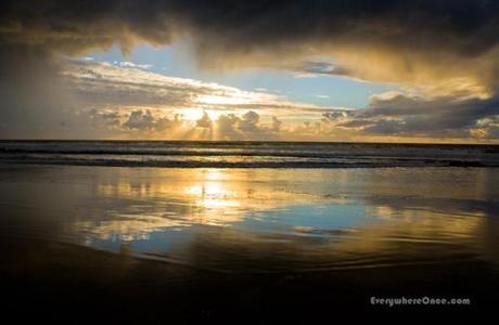Stormy Pacific Beach Sunset California