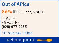 Out of Africa on Urbanspoon