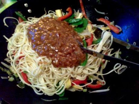 Chinese Marinated Pork with Peanut Noodles