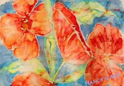 Silk Painting: Poppies