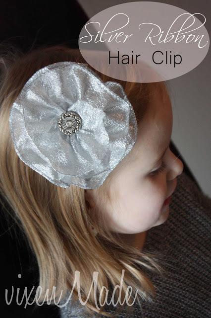 Silver Ribbon Hair Clip