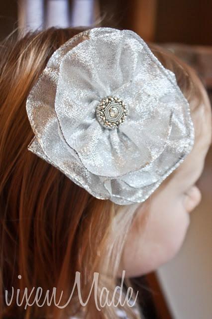 Silver Ribbon Hair Clip