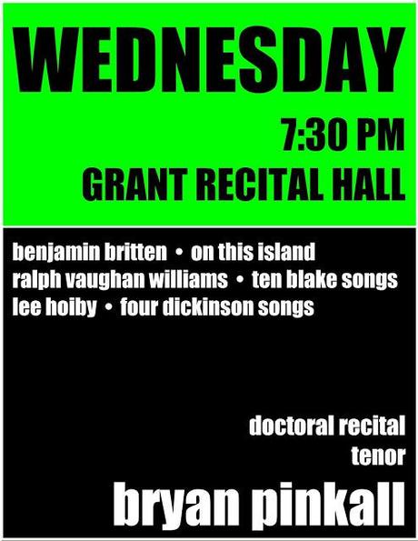 Bryan Pinkall's Doctoral Recital - Britten, Vaughan Williams, Hoiby