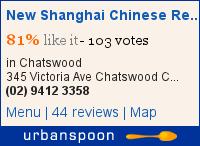 New Shanghai Chinese Restaurant  on Urbanspoon