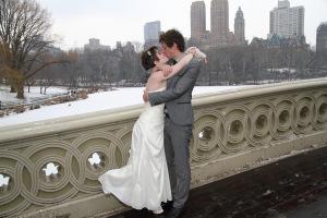 bow bridge wedding winter central park