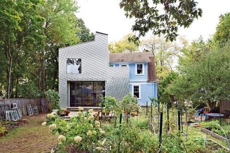 Modern aluminum shingle-clad home