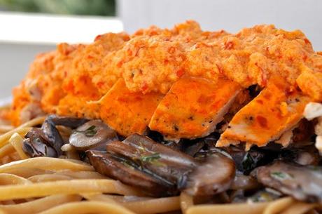 Sweet Pepper Chicken With Linguine & Mushrooms