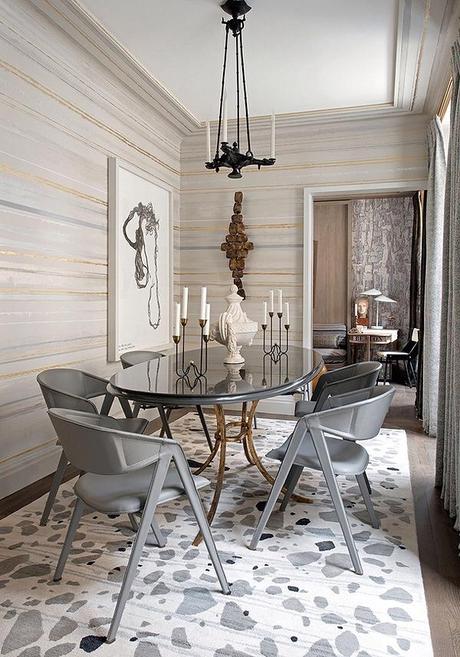 A Glamorous Parisian Apartment Using Ochres and Grey Color Palette