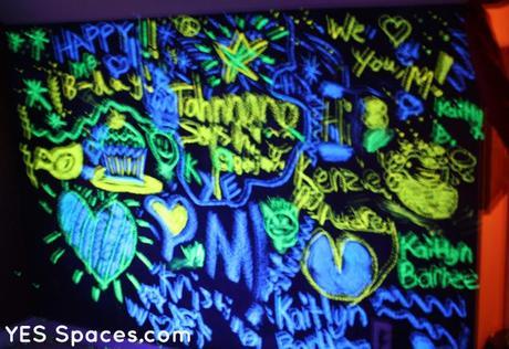 YES Spaces Chalk wall black light Glow in the Dark Chalk Lights up a Sleepover