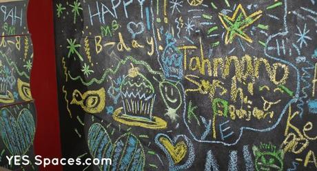 YES Spaces Birthday Chalk Wall Glow in the Dark Chalk Lights up a Sleepover