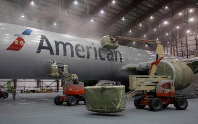 New American Airlines Livery Taking Shape at the Paint Booth
