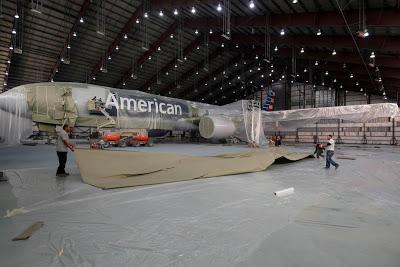 New American Airlines Livery Taking Shape at the Paint Booth