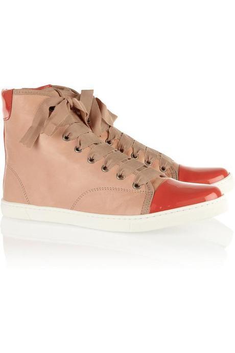 Lanvin Patent-trimmed leather sneakers ($680)