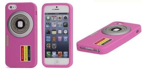Camera Silicone Case for iPhone 5 - Hot Pink