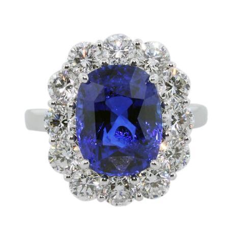 Vivid Blue Sapphire Diamond Platinum Cocktail Ring, sapphire cocktail rings