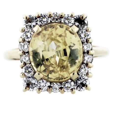 Fancy Yellow Sapphire 18K Yellow Gold and Diamond Cocktail Ring