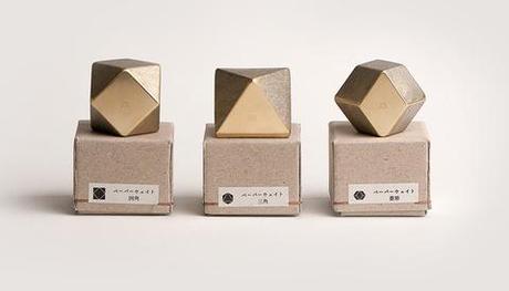 Brass Rhombus Paperweight by Oji Masanori