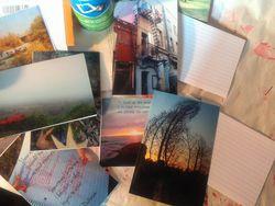 Everyday index cards provide backing for your new and unique postcards.