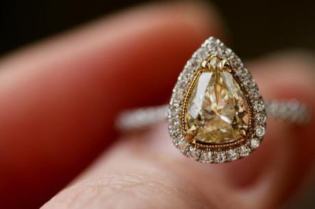 Fancy Light Yellow Diamond Halo Ring