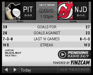 Game 12 : Penguins @ Devils : 02.09.13 : Live Game Thread!