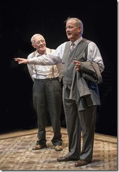 Petey (ensemble member John Mahoney) greets Goldberg (ensemble member Francis Guinan) upon his arrival in Steppenwolf Theatre Company’s production of The Birthday Party by Harold Pinter, directed by ensemble member Austin Pendleton. 