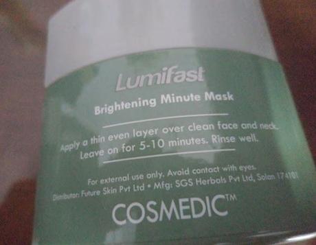 Cosmedic Lumi Fast Brightening Minute Mask - Review