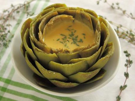 Frost Kissed Artichokes with Honey Dijon Mayonnaise