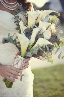 peacock feathers bridal bouquet