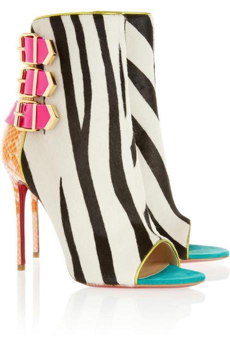 Christian Louboutin Triboclou 100 zebra-print calf hair and...