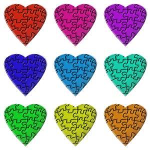 pastel hearts with puzzle piece pattern - free stock image