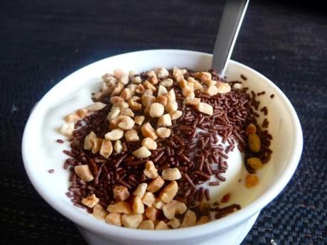 Vanilla Ice Cream with Chocolate Sprinkles and Chopped Peanuts