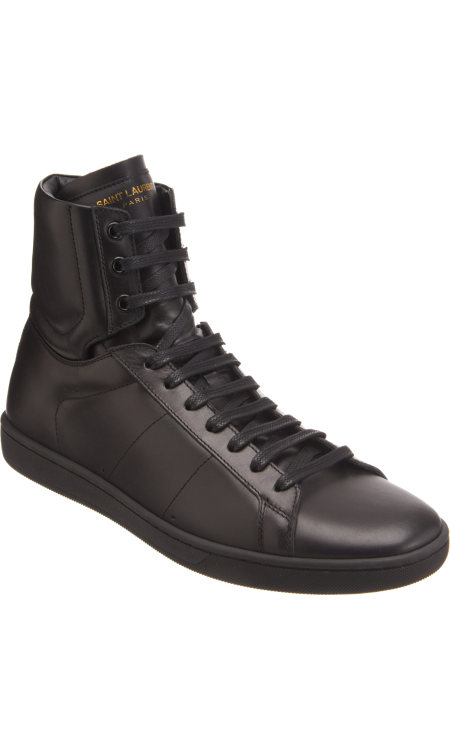 SAINT LAURENT - LEATHER HIGH TOP SNEAKERS ($575)