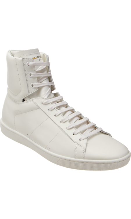 SAINT LAURENT - LEATHER HIGH TOP SNEAKERS ($575)