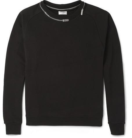 Saint Laurent Zip-Detailed Loopback-Cotton Sweatshirt ($675)