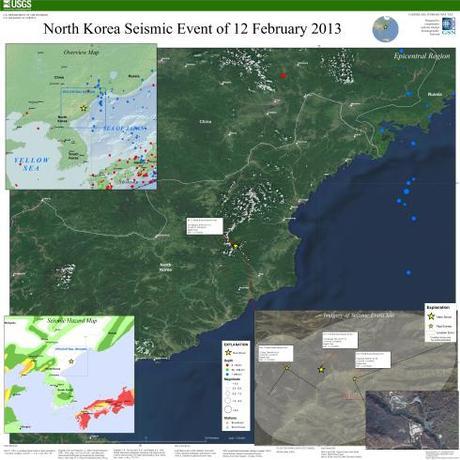 A United States Geological Survey poster showing the 12 February 2013 seismic event near the Punggye-ri nuclear test facility in North Hamgyo'ng Province (Photo: USGS)