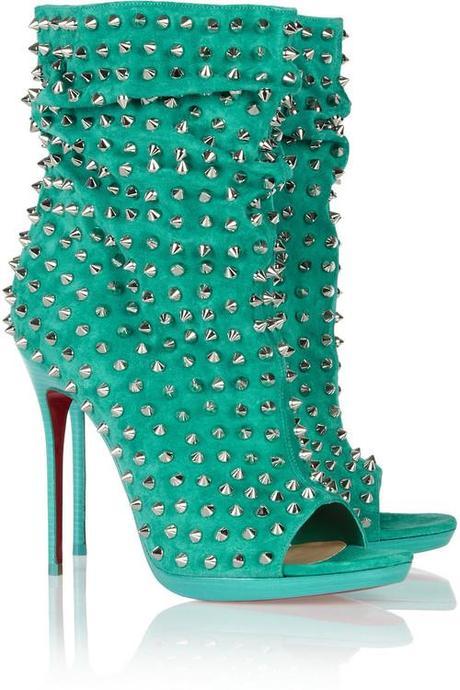 Christian Louboutin Guerilla 120 studded suede ankle boots...