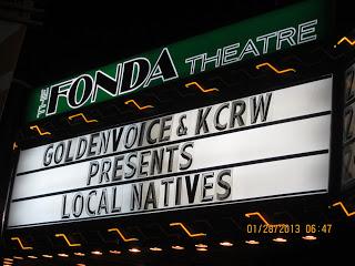 Ripple Field Report - Local Natives January 28, 2013 show at the Fonda Theater