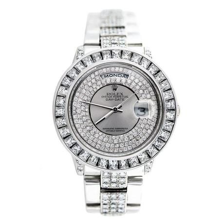 ROLEX White Gold Day-Date Wristwatch with After-Market Diamonds, rolex aftermarket diamonds
