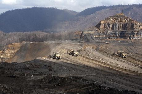 Mountaintop-removal and valley-fill coal mining at Massey Energy's Edwight site in Sundial, W. Va.