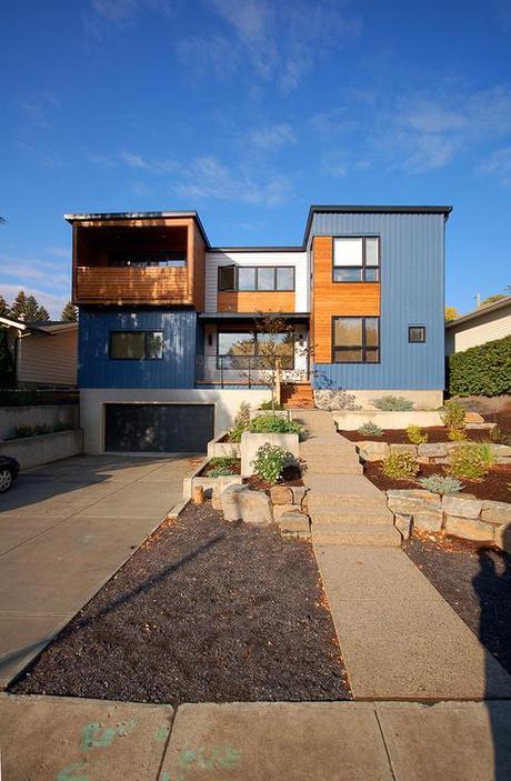 Modern custom two-story home with tuck-under garage